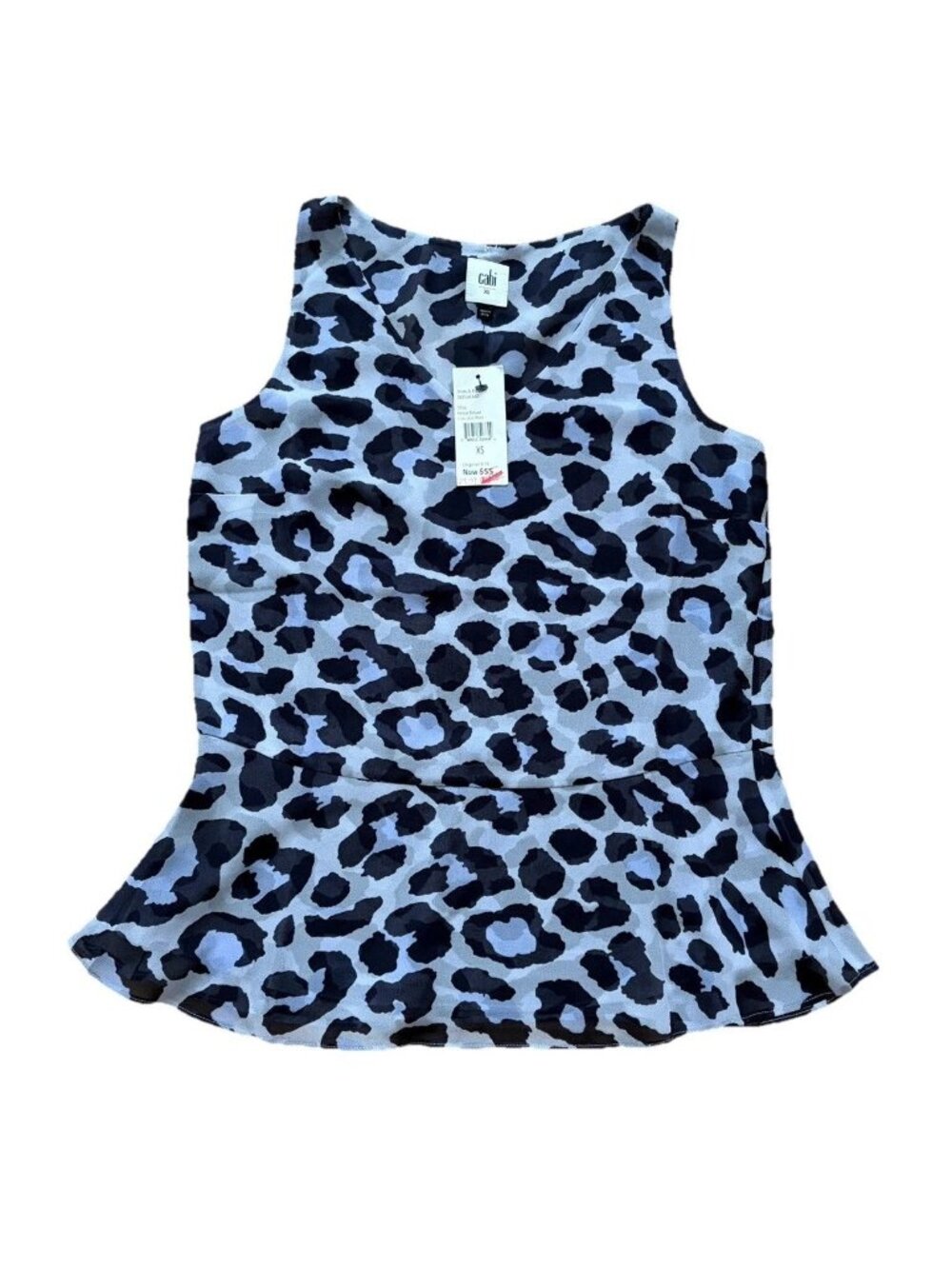 CAbi Feline Blouse 5536 Size XS Lilac Animal Print Sleeveless Top Sheer NWT